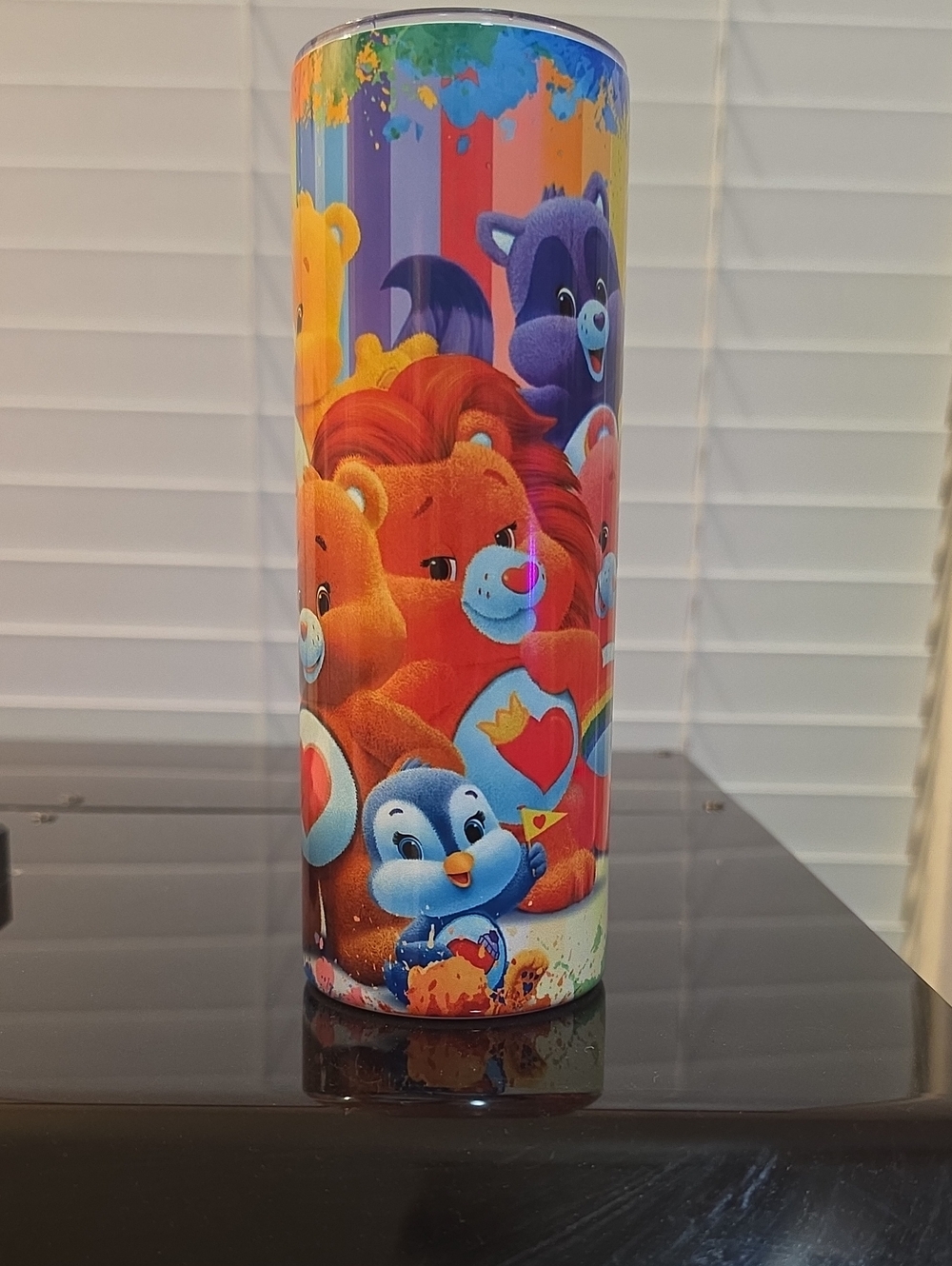 Rainbow Care Bears Tall Tumbler with Playful Character Art